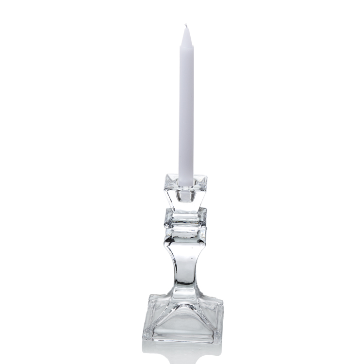 Hot sales customized clear crystal glass candelabra candlestick holder