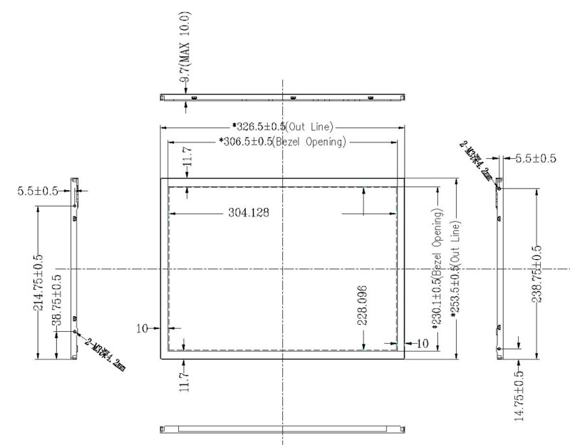 Sunlight Readable 15 Inch Industrial TFT Display 1000 Nits LVDS 1024x768 Pixel
