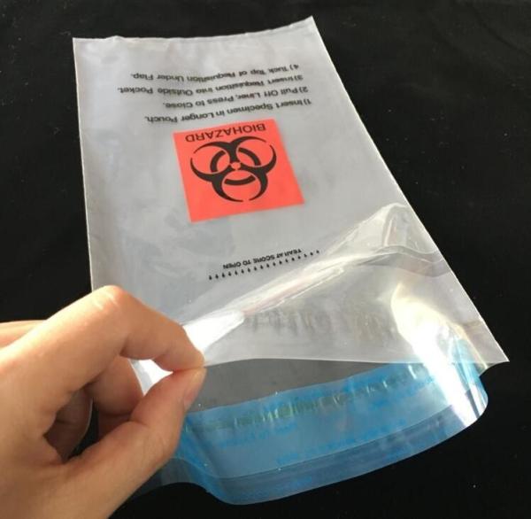 Buy cheap printing self adhesive biohazard waste bag, autoclave biohazard specimen transport bag, Medical Biohazard Plastic Poly B from wholesalers