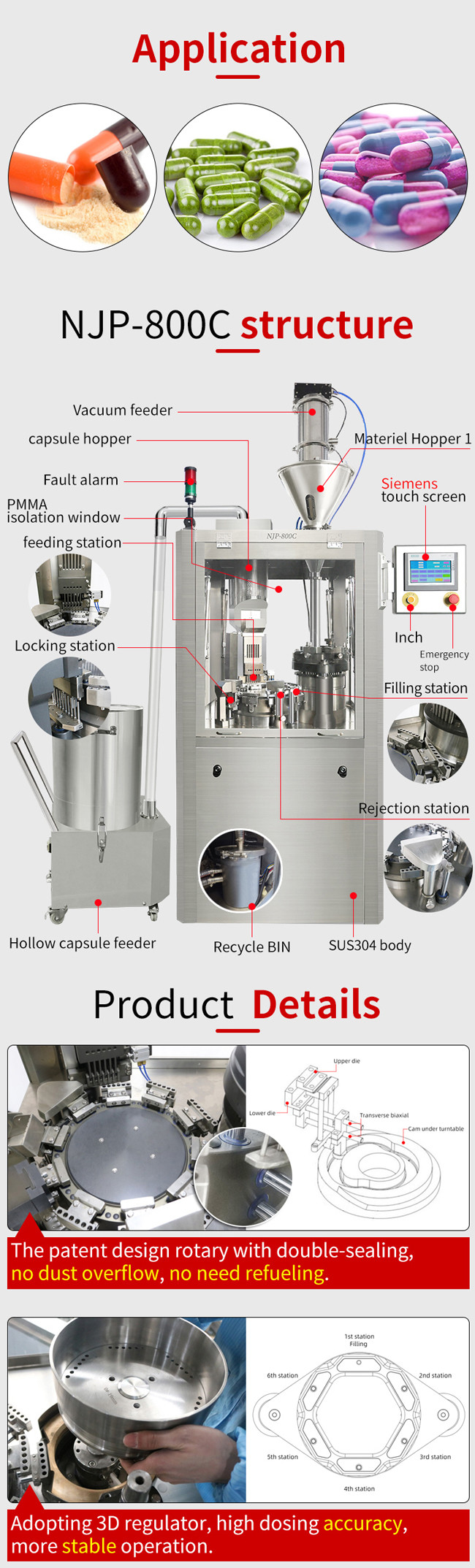 Capsule Filling Machine NJP Small Pellet Filler Machine Pharmaceutical