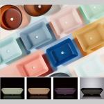 Pedestal Above Counter Rectangular Vessel Sink Glass Bowl Bathroom Countertop