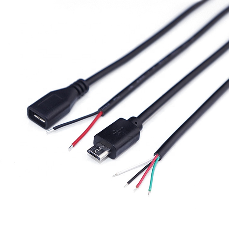 OEM Data Charging 2 4 Cores Micro USB Male Female to Open Bare Wires Pigtail Cable