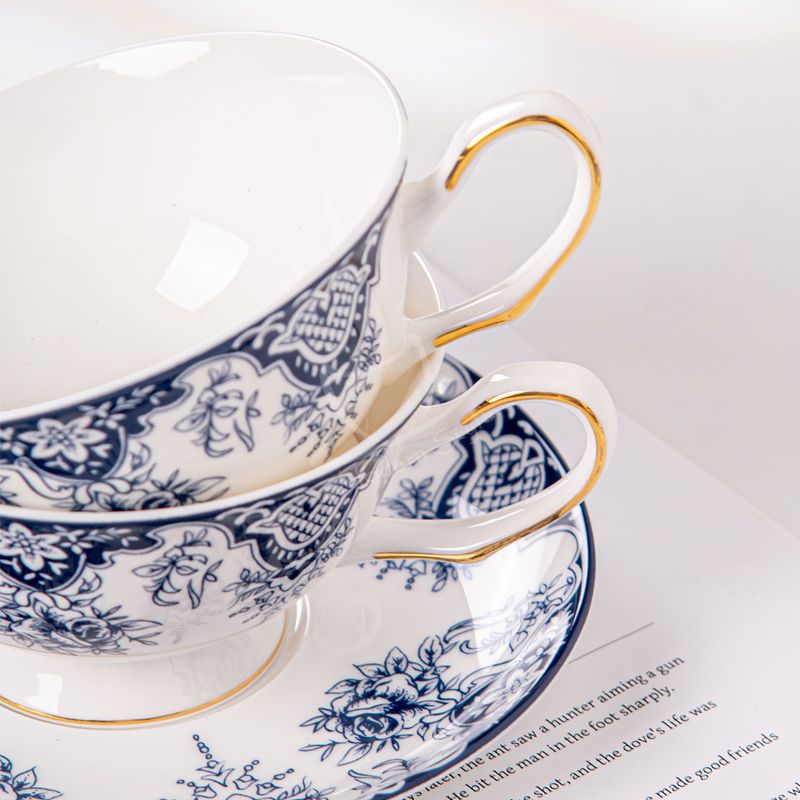 Porcelain Cup And Saucer Set Ceramic Tea Cup Set With Flower Design For Ramadan 2024