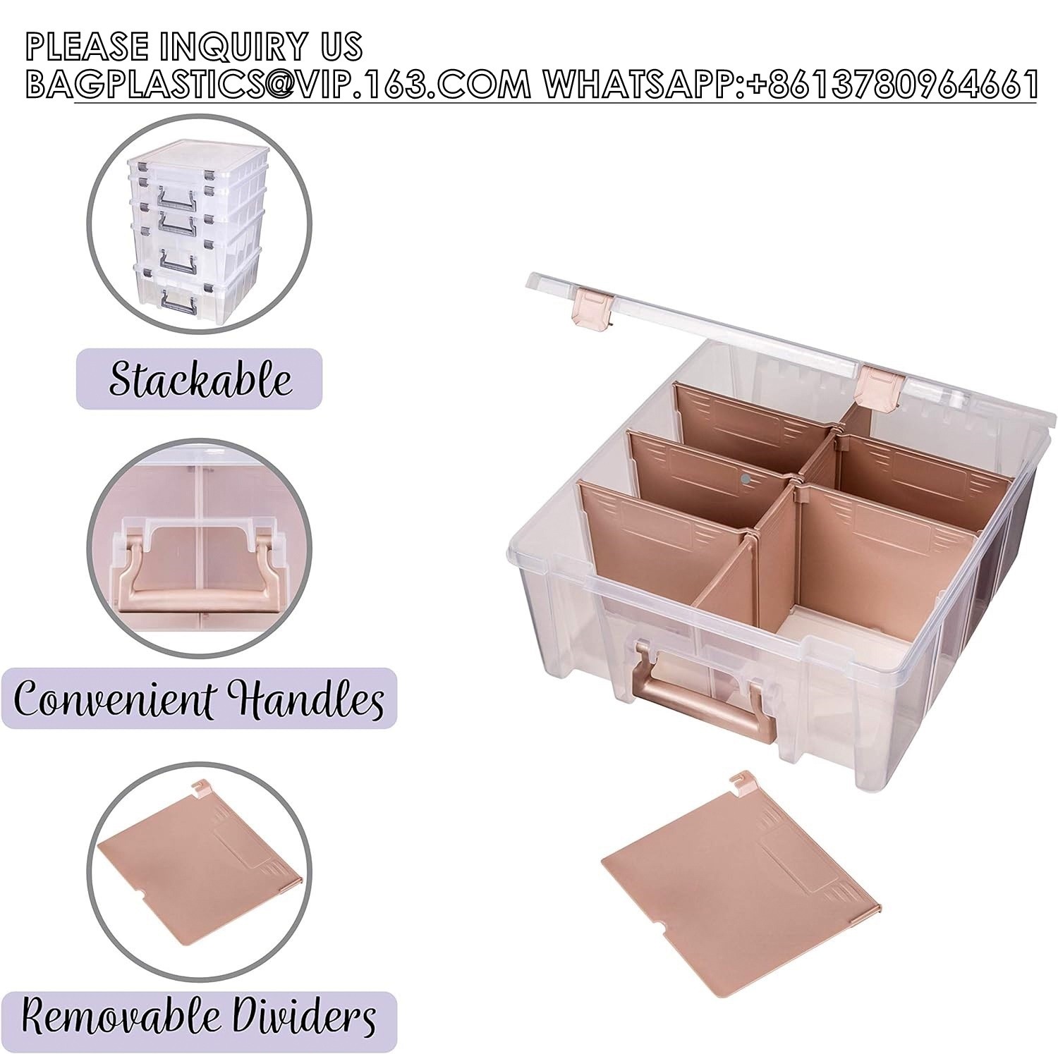 Strong Pack Plastic Organizer Box Grids, Craft Organizer Storage With Adjustable Dividers, Bead Organizer, Fishing