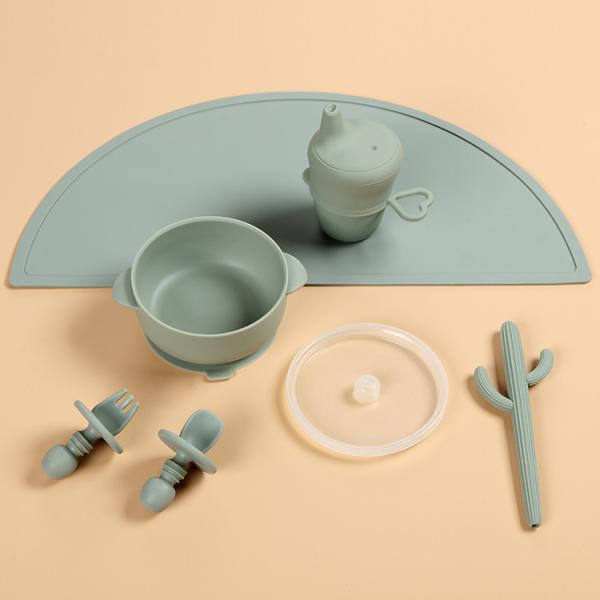 Buy cheap Silicone Baby 240 deg Suction Feeding Set With Plate Bowl Cutlery Placemat from wholesalers