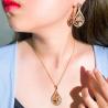 Buy cheap Women CZ zircon pendant necklace earrings ring copper jewelry set CZ Crystal Necklace and Earring Sets from wholesalers