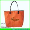 Buy cheap LUDA brown leather handles handbag paper straw beach pomotion shopping bag from wholesalers