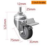 Buy cheap 3 Inch Caster Replacement Wheels 75mm Threaded Medium Duty Castors from wholesalers