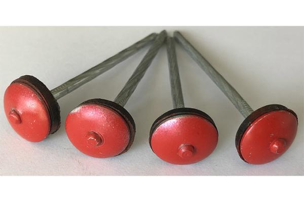 Red Head Roofing Nails With Plastic Washer High Strength Galvanized Roofing