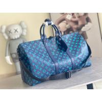 Buy cheap Large Branded Mens Bag Keepall BANDOULIÈRE 50 Blue Boston Bags product