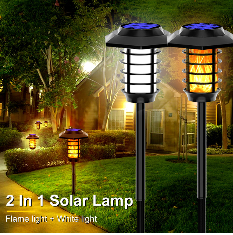 Waterproof 1200mAh 840g 2 IN 1 Led Torch Flame Solar Lights Aluminum Alloy