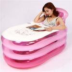 Freestanding Tub Pink PVC Inflatable Swim SPA Bathtub 130*70*70CM