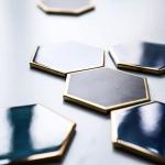 Waterproof Heat-insulated Pad Geometric Ceramic Coasters Luxury Gold Plated for