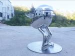 Cartoon Metal Animal Sculptures For Garden , Outdoor Metal Bird Sculpture
