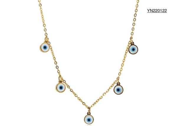 Buy cheap 18k Gold Shell Pendant Jewelry 45cm Blue Devil's Eye Tassel Pendant Necklace from wholesalers
