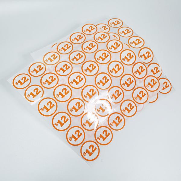 Glossy Custom Retail Labels BOPP Film Price Tag Adhesive CMYK Circle Sticker