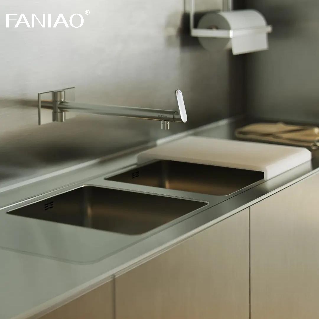 Manufacturer High Quality European Style Luxury 304 Stainless Steel Kitchen Cabinet Kitchen Furniture Apartment