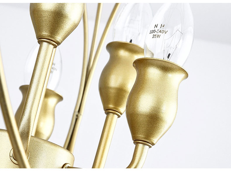 Iron Chandelier Lighting For Bedroom Kitchen E14 LED Modern Gold Black Chandelier(WH-CI-128)