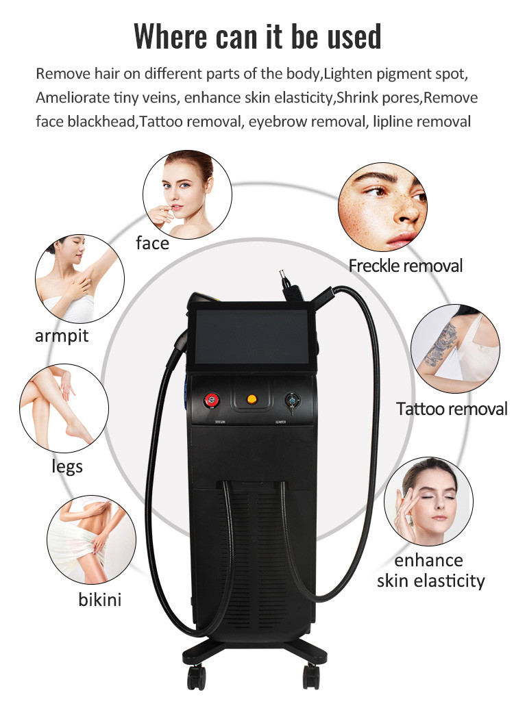10 Bars 808nm Soprano Ice Laser Machine Skin Rejuvenation And Freckle Removal
