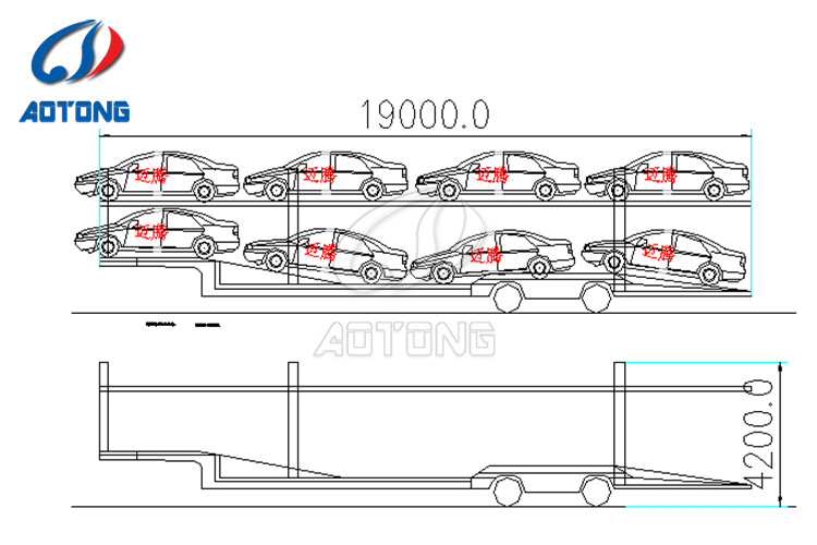 Air Brake Two Deck Pickup Truck Trailer Skeleton Type 6 Car Carrier Transport Trailer