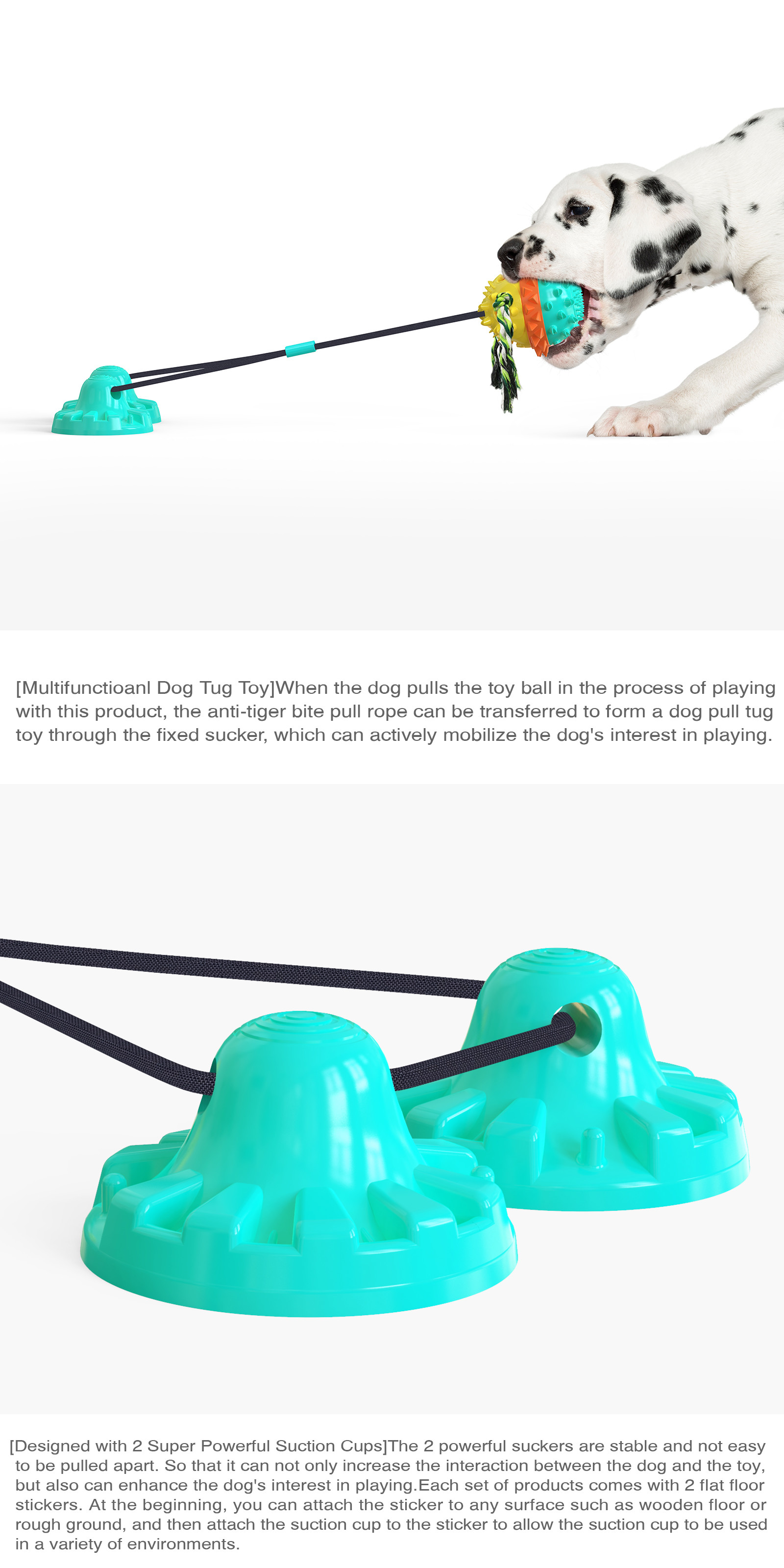 Natural Rubber Dog Chew Toy TPR Indestructible Suction Dog Tug Of War Toy