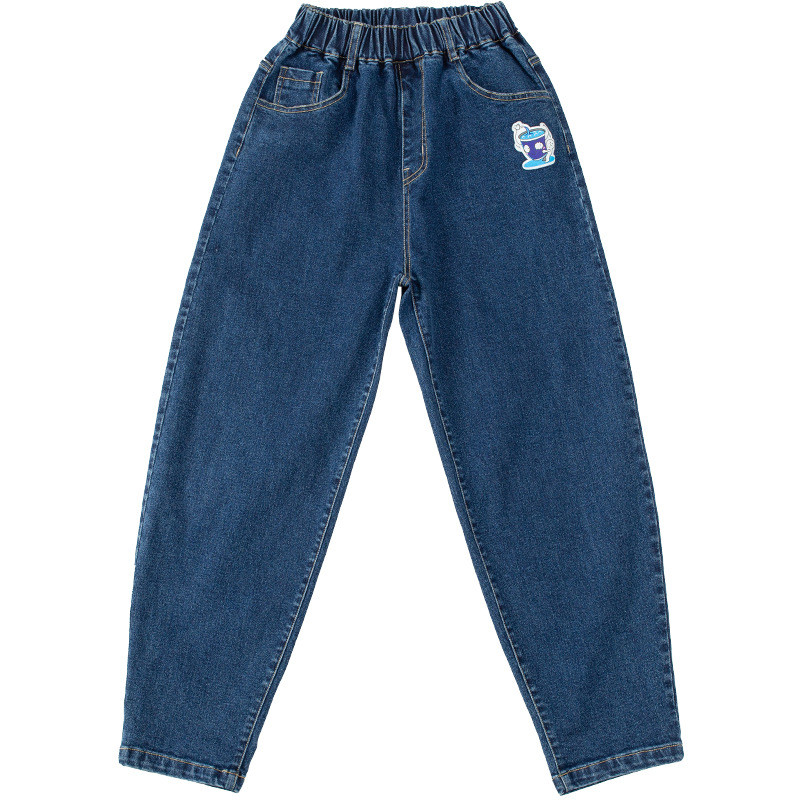 55% Flax 45% Cotton Girls Spring Pants Thin Loose Casual Knickerbockers