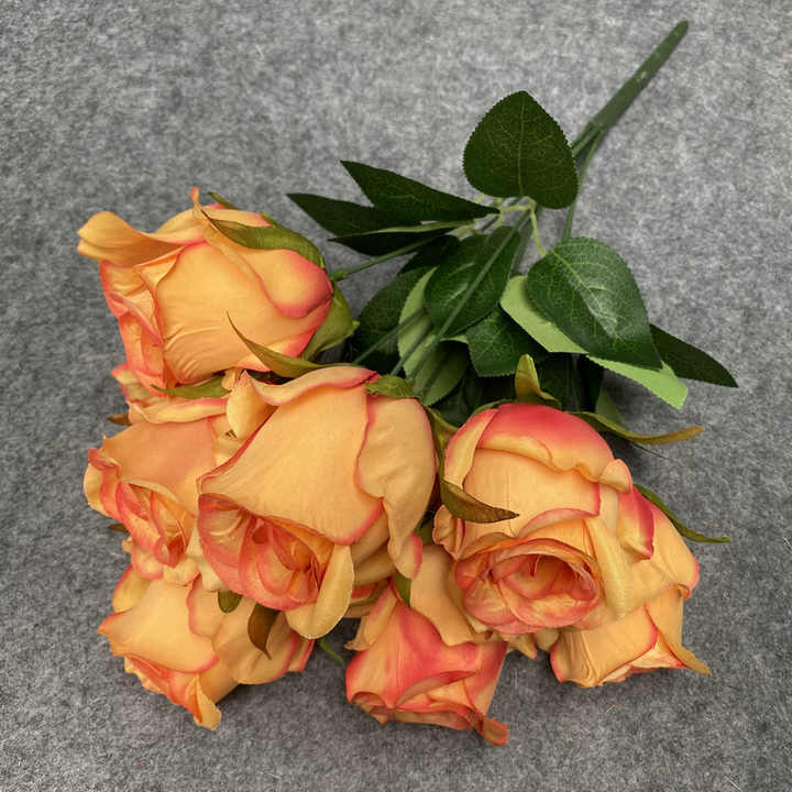C230 240 Wool Cloth 7 Heads Zixia Fairy Simulation Decorative Flowers Wedding Bouquets Indoor Dried Flower Artificial Silk Rose