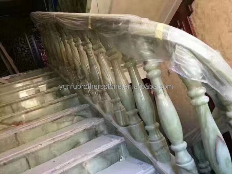 Modern Onyx Marble Column Polished Natural Stone Design for Staircase Pillars