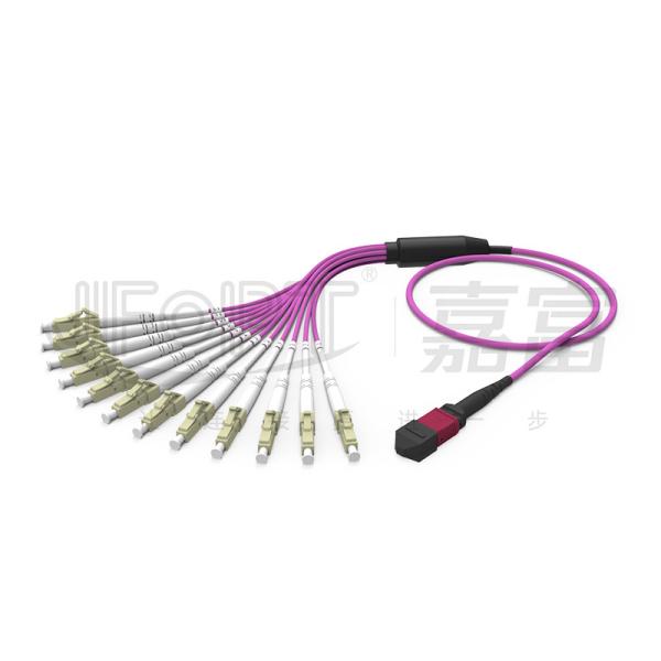 Buy cheap 12 Fibers Duplex MPO Breakout Cable MPO-LC/SC/FC/ST Multimode 50/125 3.0mm LSZH Aqua from wholesalers