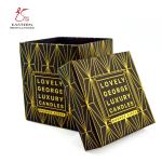 Black Silk Ribbon 157gsm Coated Paper Candle Packaging Box With Lid