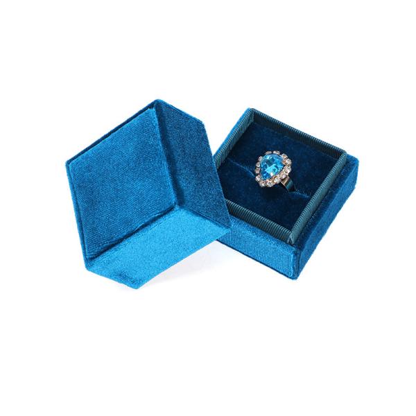 Buy cheap Light Blue Square Ring Storage Box for Customized Size Velvet Jewelry Display in Velvet from wholesalers