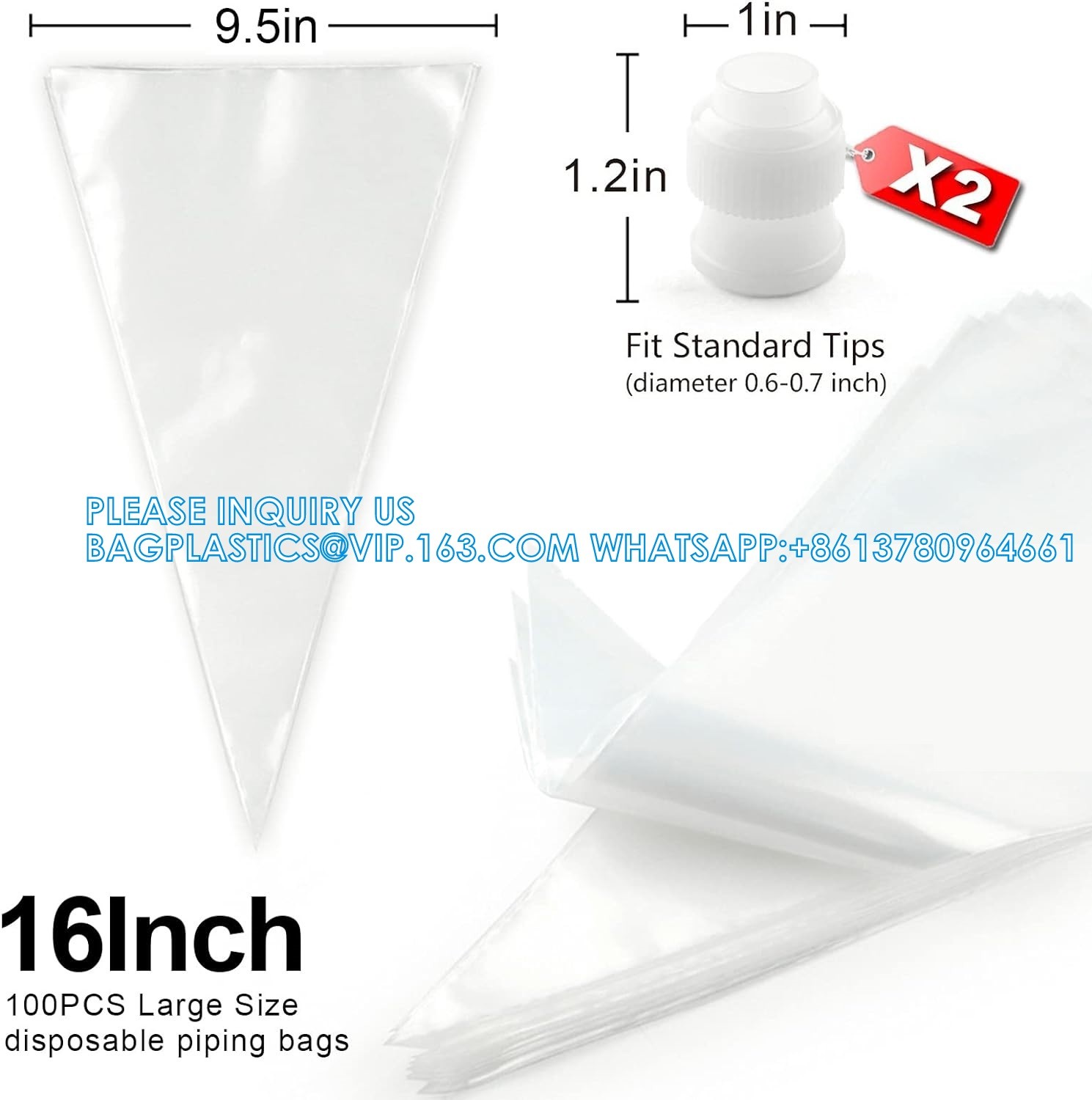 Piping Bags, Pastry Bags 12 Inch 100pcs, Disposable Icing Piping Pastry Bags For Cookie/Cake Decorating Supplies