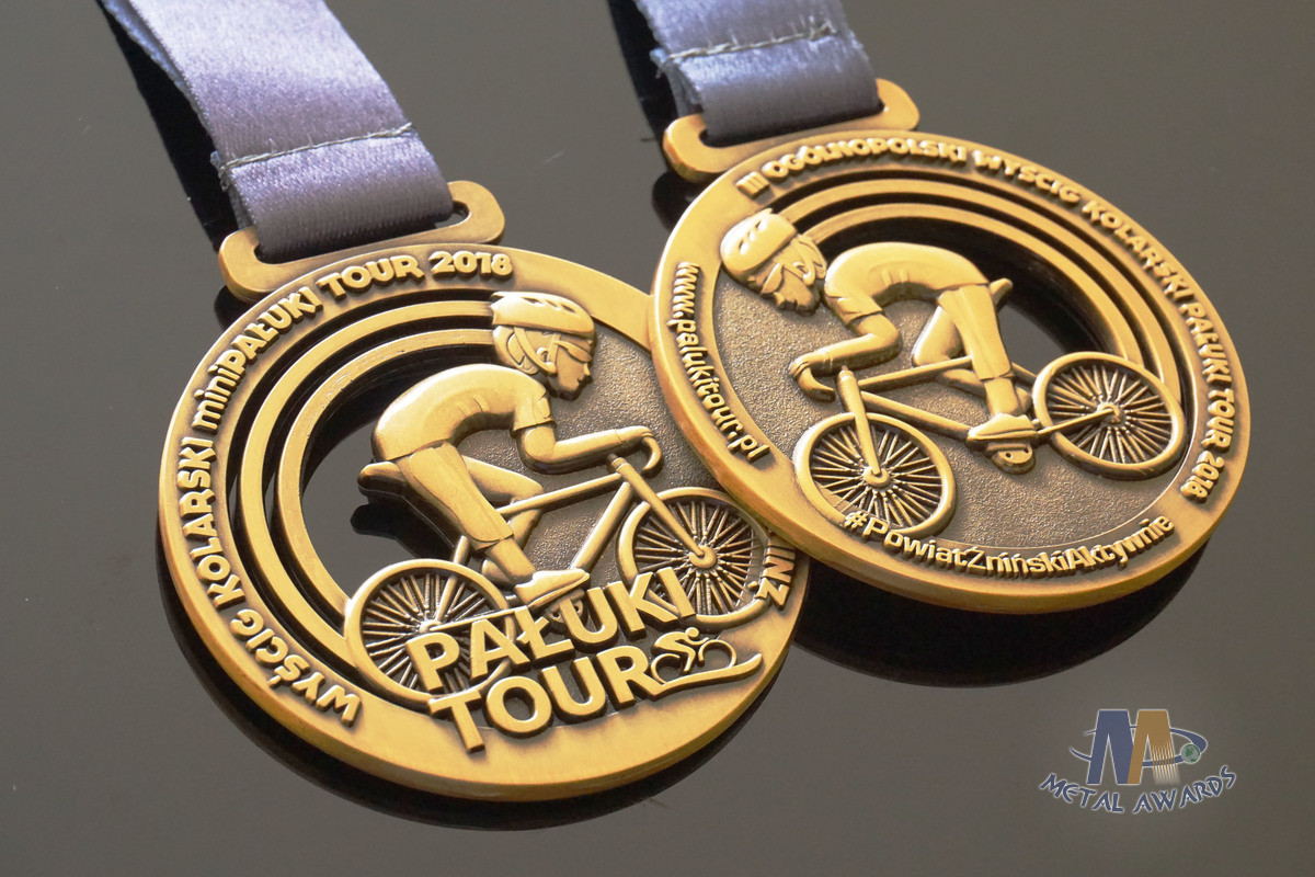 Bike Sports Marathon Finisher Metal Award Medals Imitation Antique Gold Plating