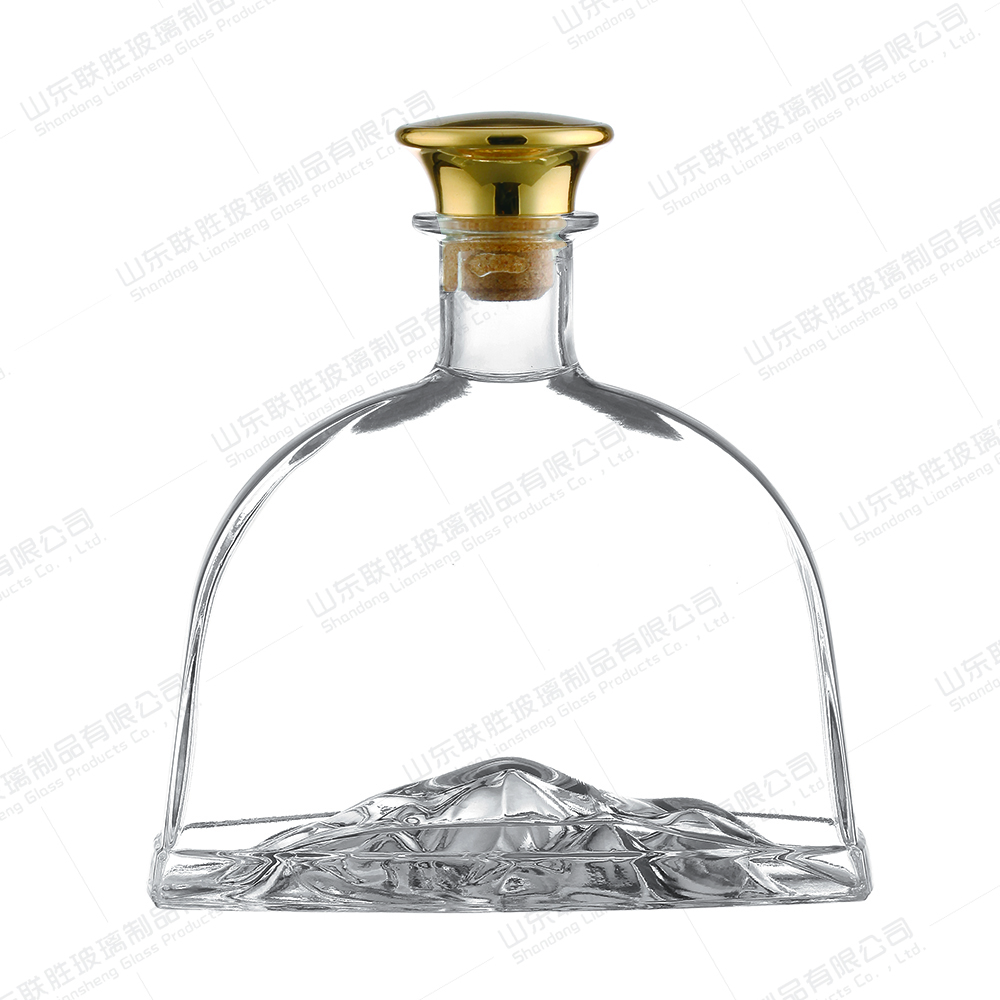 750ml Flat Liquor Wine Flask Clear Glass Bottles with Cork Lid OEM/ODM Acceptable