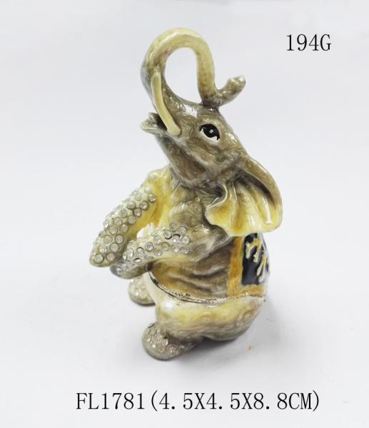 Hot sale elephant box elephant metal trinket box pewter elephant jewelry box for
