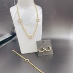 High Polish Newest Gold Color Stainless Steel Earring ,Necklace , Bracelet Sets