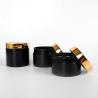 Buy cheap Wide Mouth PET Round Plastic Canisters 100ml Black Cosmetic Jars With Gold Lid from wholesalers