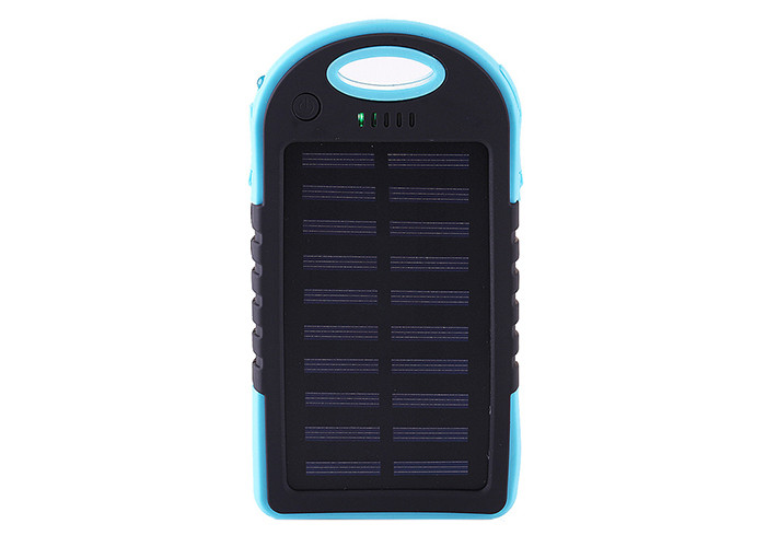 Blue Waterproof Solar Charger For Android Phone 4000mAh With 5pcs Led Light