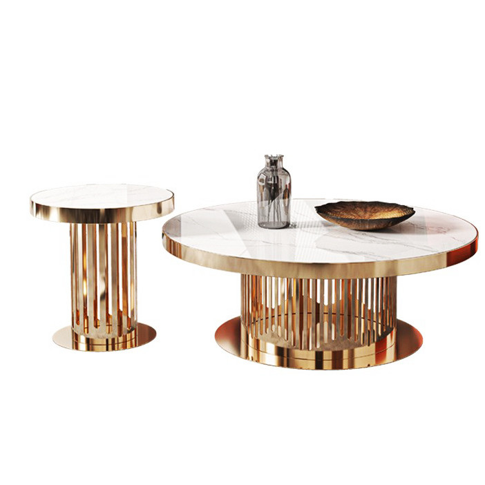 Round Marble Combination Coffee Table No Drawer For Living Room
