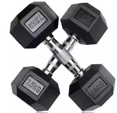 Commercial Weight Lifting Dumbbell Set Man Fitness Black Rubber Hex Dumbbell Sets High Quality Cast Iron Hex Rubber Dumbbell