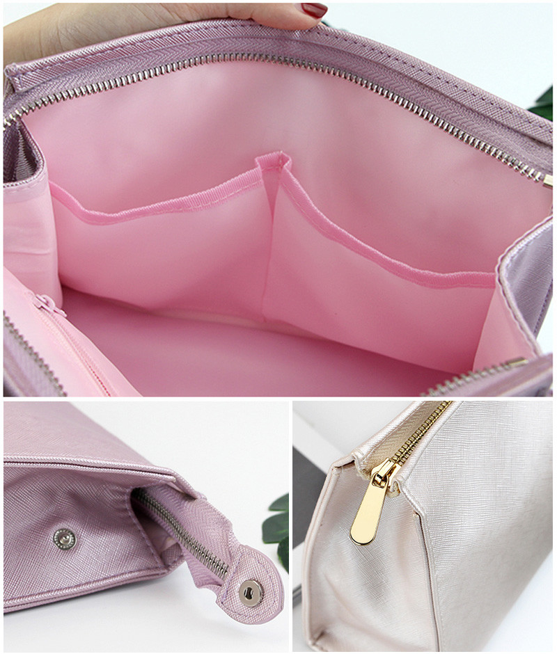 Solid Color Embroidery Log 26*8*16cm Cosmetic Makeup Bag