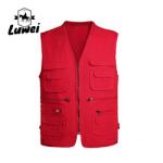 2022 Multi-pocket V-neck Cotton Plain Custom Utility Tank Top Vest Mens Clothing
