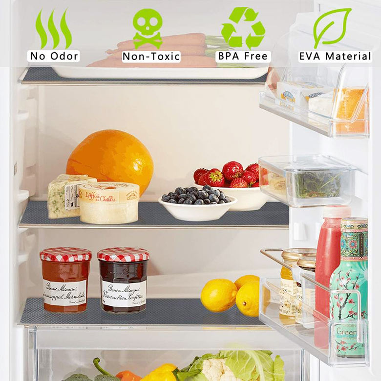 Rectangle Home and Kitchen Cabinets Shelf Liner Washable 6 PCS EVA Under Refrigerator Mat