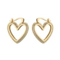 Buy cheap Women 24K Gold Jewelry Plated ODM Zircon Heart Diamond Hoop Earrings product