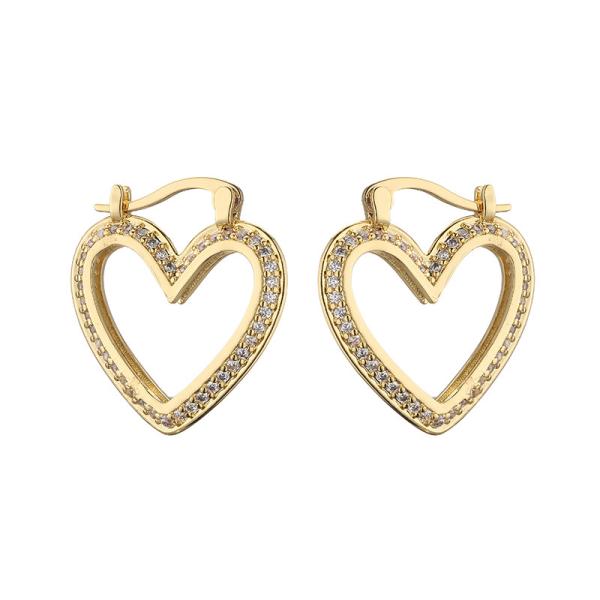 Buy cheap Women 24K Gold Jewelry Plated ODM Zircon Heart Diamond Hoop Earrings from wholesalers