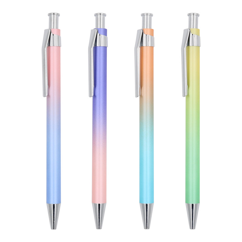Aluminum Metal Gradient Color Ballpoint Pen 1.0mm Press Type Gift Ball Pen