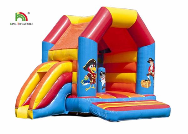 Outdoor Pirate Cartoon Printing Inflatable Jumper Castle With Roof Quadruple