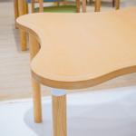Smooth Rounded Corners Home Dining Room Table and Chairs Solid Wood Medium Size