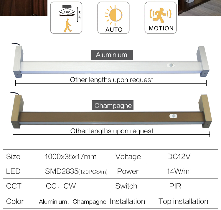 Motion Sensor Hanger Rod with LED Light 30° Beam Angle 400lm Flux A3176