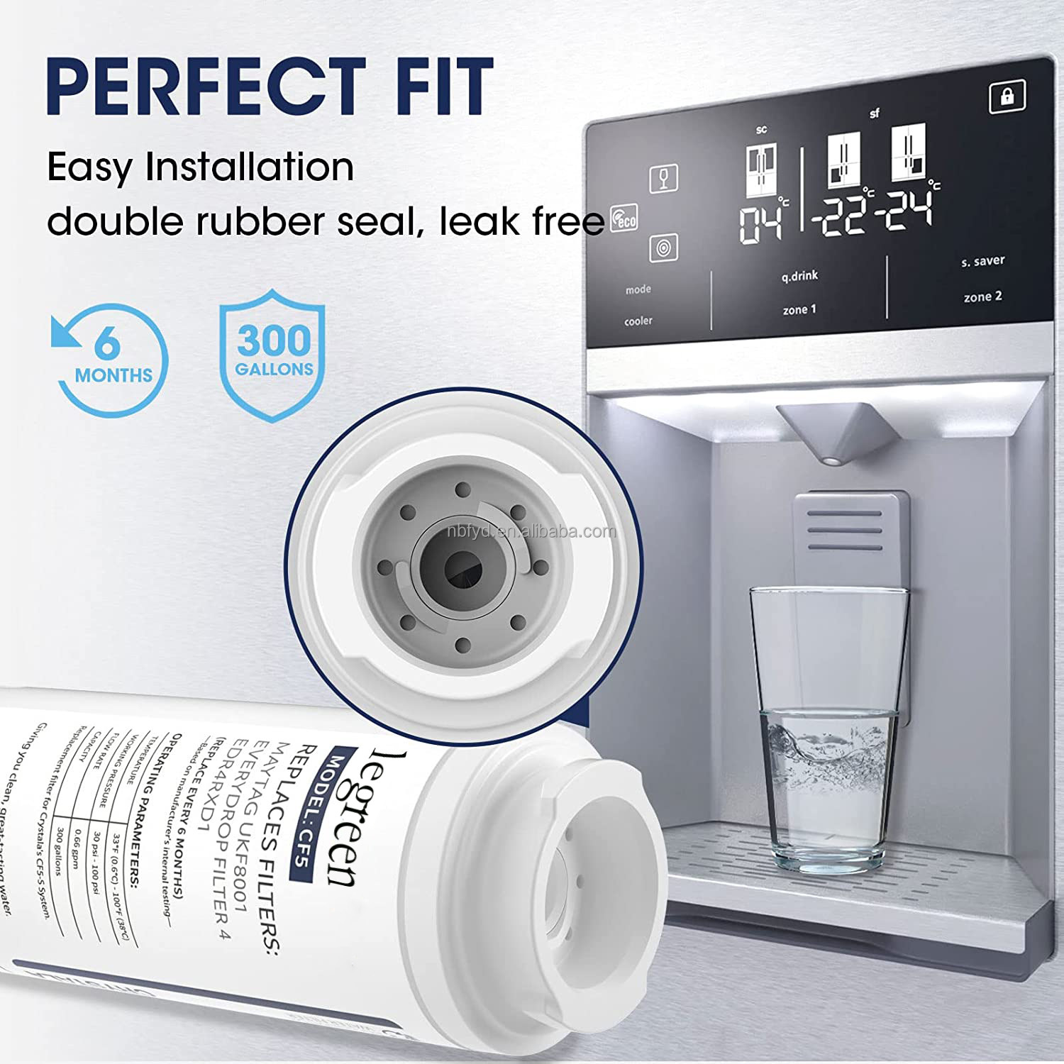 Water Purification LEGREEN 581733 F-201R Replacement Refrigerator Water Filter Cartridges